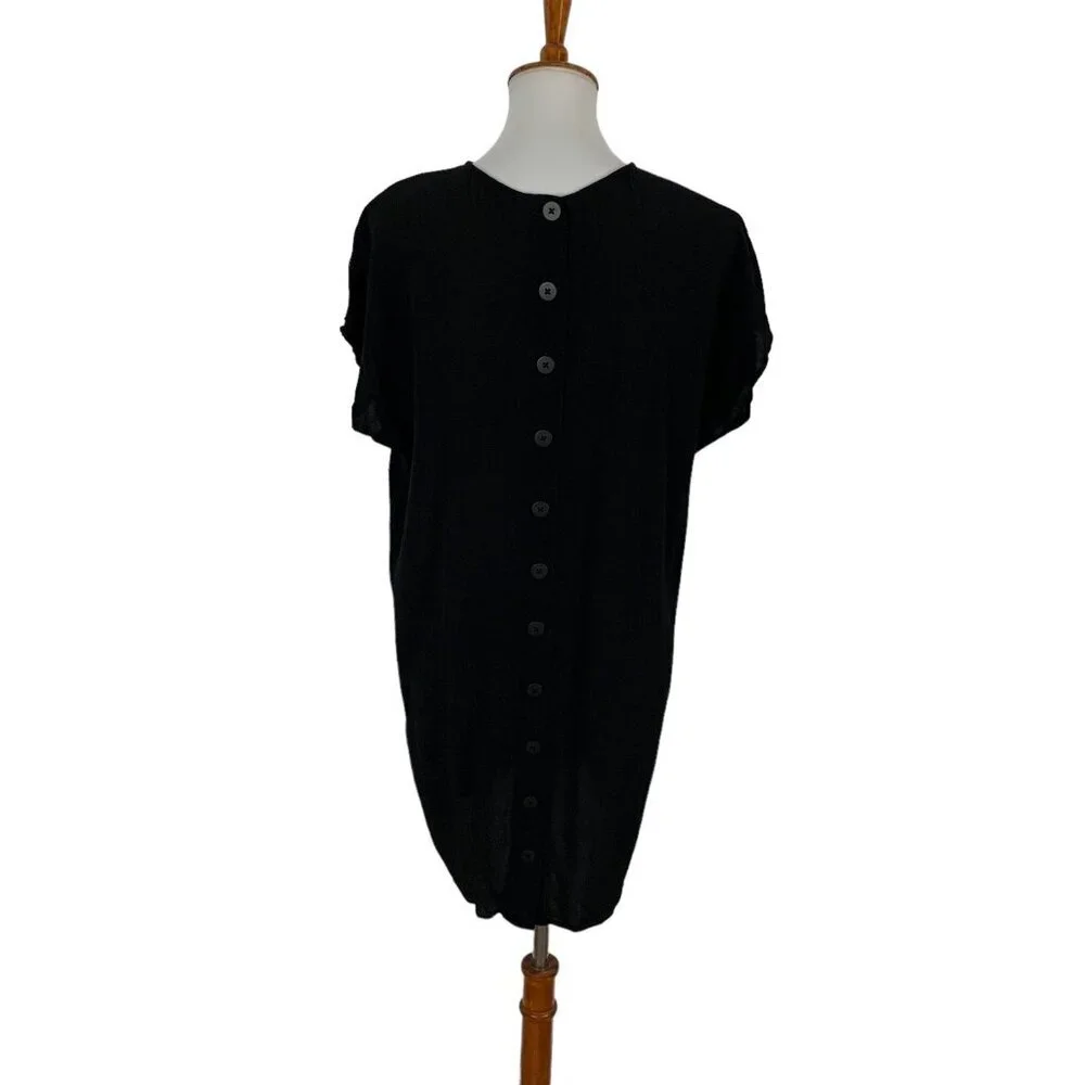 Madewell Womens Dress Medium Black Short‎ Sleeve Minimalist Casual Chic